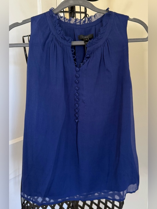 J. Crew Tops - JCREW Sleeveless Button Front Blouse |Ruffle Neck Chiffon Top | Size 00 NWT